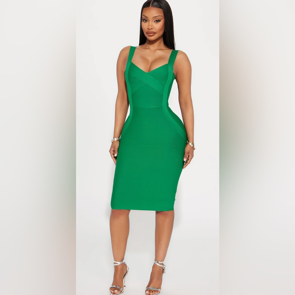 Vibrant Green Midi Dress